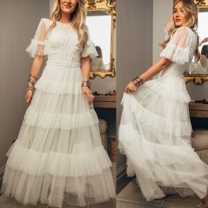 Elegant White Tiered Maxi Dress